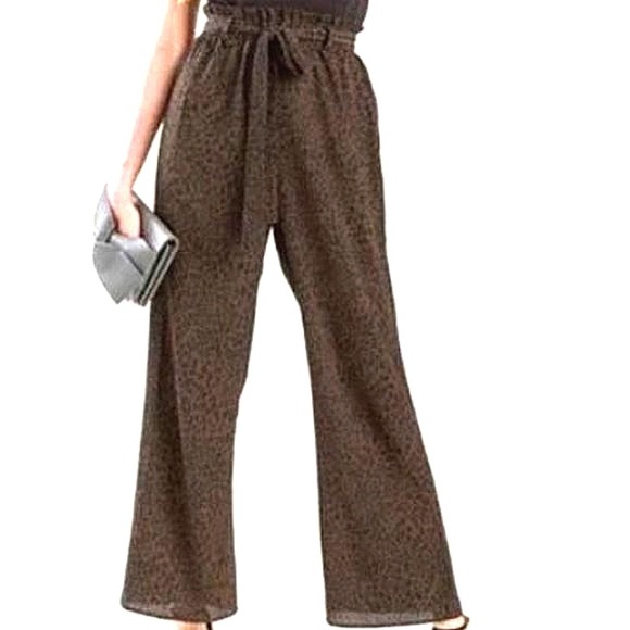 Charlie's Angels Jumpsuit Black Top Leopard Bottoms Sleeveless Wide Sz S Olive - Picture 4 of 10